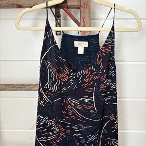 Loft Blue White And Orange Swirl Spaghetti Strap Tank. Size Medium